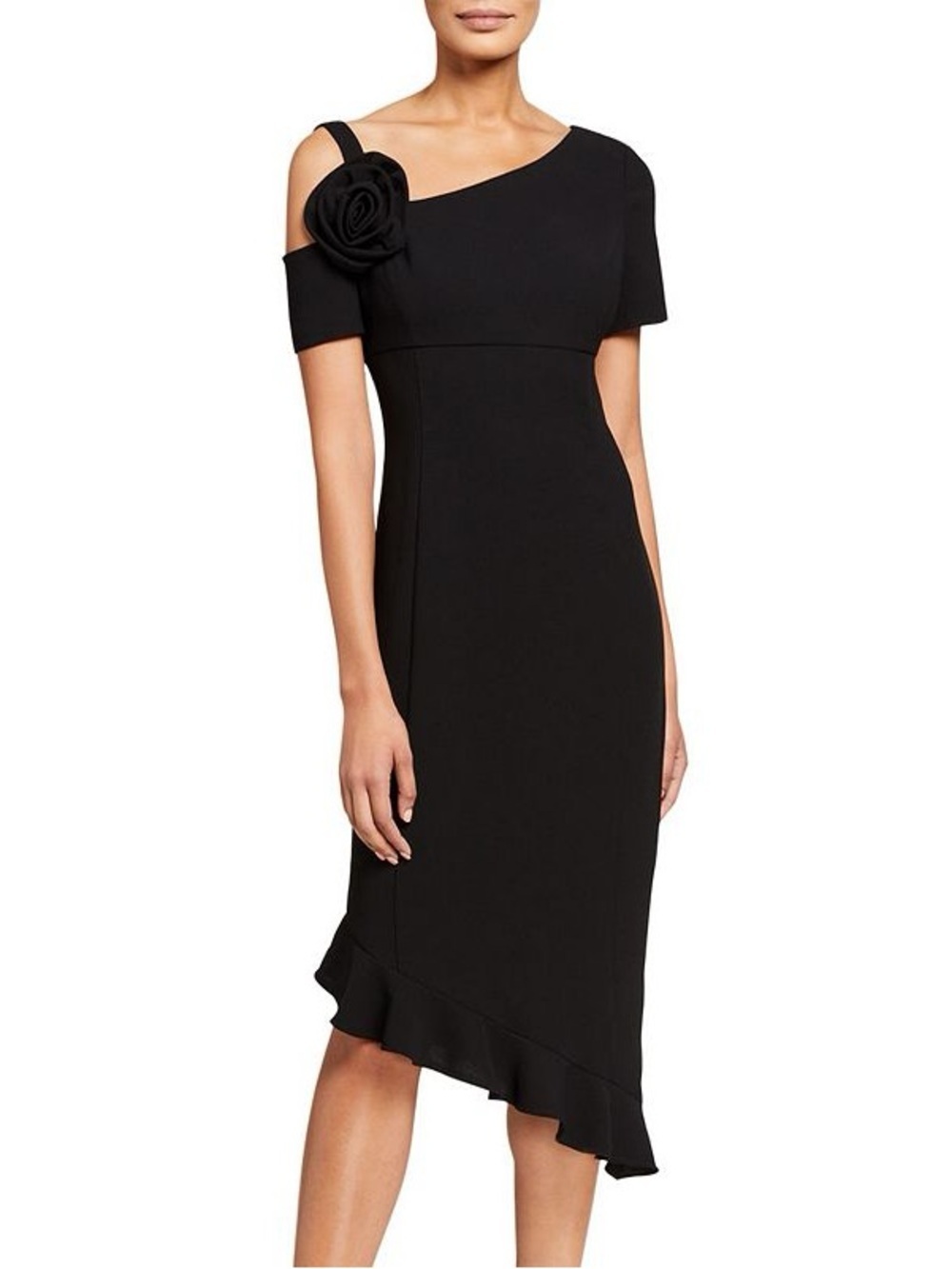 NEW Shani Floral Asymmetrical Dress Ruffle Hem Black Size 12